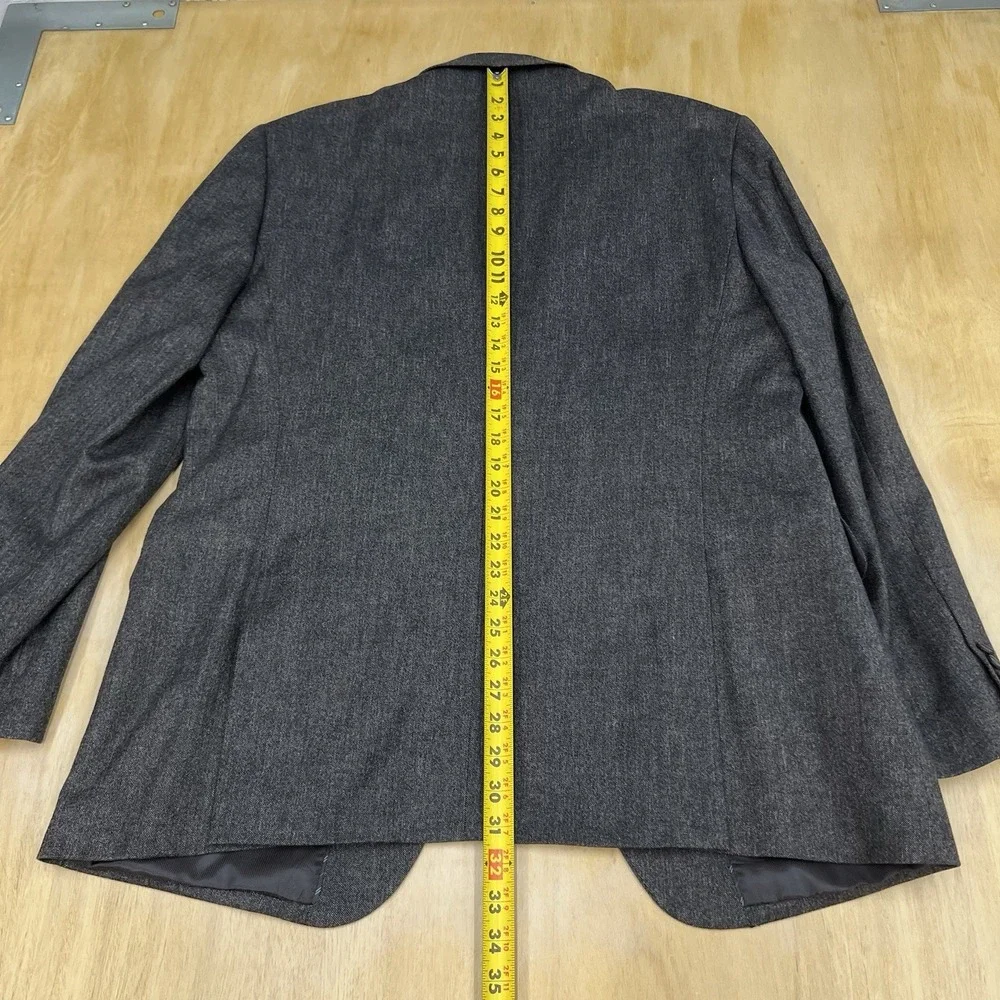 Kenneth Cole Blazer Mens 46L Long Slim Fit Wool Cotton Stretch Brown Flannel